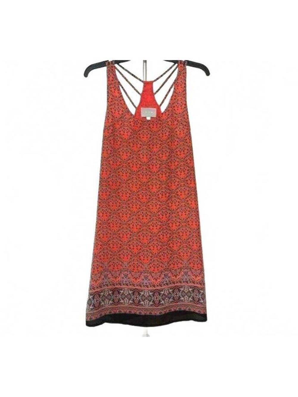 Skies Are Blue Orange Floral Sleeveless Caitlynn Dress Strappy Back Detail NWOT